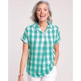 Blair Women's Plaid Gauze Dolman Shirt - Green - S - Misses
