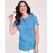 Blair Women's Short Sleeve Pointelle Henley Top - Blue - L - Misses