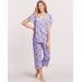 Blair Women's Floral-Print Capris Pajama Set - Purple - 2XL - Womens