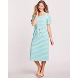 Blair Women's Essential Knit Stripe Drawstring Waist Dress - Blue - 3XL - Womens