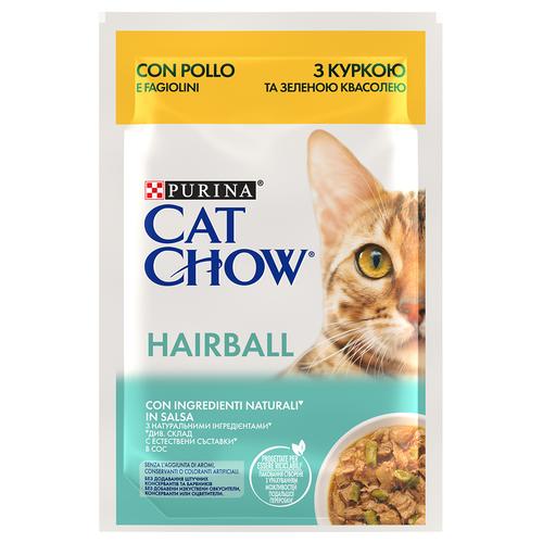 52x 85g Cat Chow Hairball Huhn & grüne Bohnen Katzenfutter nass