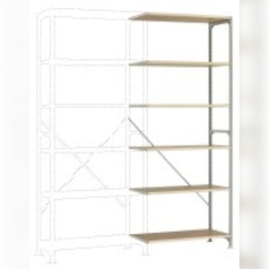 Leichtes Fachboden-Steckregal Anbauregal mit 6 Holzverbundböden, HxBxT = 2500 x 1000 x 600 mm Image