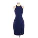 Halston Heritage Cocktail Dress - Sheath: Blue Solid Dresses - Women's Size 2