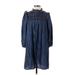 Kate Spade New York Casual Dress - A-Line Mock 3/4 sleeves: Blue Solid Dresses - Women's Size X-Small