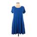 Old Navy Casual Dress - A-Line Scoop Neck Short sleeves: Blue Solid Dresses - Women's Size Medium Petite