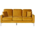 Beliani 3 Seater Velvet Sofa Yellow Gavle