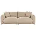 Beliani 3 Seater Fabric Sofa Light Beige Luvos