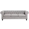 Beliani 3 Seater Fabric Sofa Light Grey Chesterfield