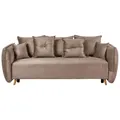 Beliani Velvet Sofa Bed With Storage Brown Vallanes