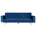 Beliani Modern Velvet Sofa Bed Blue Visnes