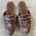 Coach Shoes | Coach Brown Tan Pink Fiona Floral Loafer Slip On Gold Studded Leather Mules 6 | Color: Brown/Pink | Size: 6