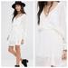 Free People Dresses | Free People Crochet Ivory 100% Rayon Snug Bug Wrap Long Sleeve Mini Dress Xs | Color: Cream | Size: Xs