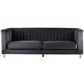 Beliani 3 Seater Velvet Fabric Sofa Black Arvika