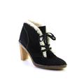 Coach Shoes | Coach Womens Fur Line Asymmetrical Collar Lace-Up Block Heels Boots Black Size 8 | Color: Black | Size: 8