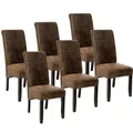 Tectake Ergonomic Dining Chairs - Set Of 6 - Dining Room Chairs Kitchen Chairs - Antique Brown