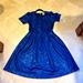 Lularoe Dresses | Brand New Lularoe Size L Royal Blue Floral Print Amelia Dress | Color: Blue | Size: L