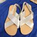 American Eagle Outfitters Shoes | American Eagle Cross Toe Sandals Silver Size 6 Euc | Color: Silver/Tan | Size: 6