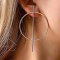 Anthropologie Jewelry | Anthropologie Jewelry Minimalist Silver Hoops Bar Stud Earrings 50mm Nwt | Color: Silver | Size: Os