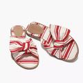 Madewell Shoes | Madewell Naida Half Bow Striped Sandals Slide Flip Flop Shoes Sz 9 | Color: Red/White | Size: 9