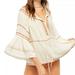 Free People Tops | Free People Talia Embroidered Bell Sleeve Tie Neck Blouse Peasant Top (Small) | Color: White | Size: S