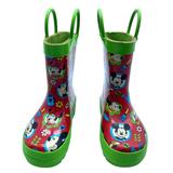 Disney Shoes | Disney Mickey X Minnie Kid Size 5/6 Red Green Pull On Rubber Rain Garden Boots | Color: Green/Red | Size: 5/6
