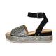 BKYWJTR6 Platform Sandals Wedges Women's Trend Shoes Summer Women Elegant Heels Fashion Party Dress Stylish Girls Black Rhinestone Shoes, black, 9 UK