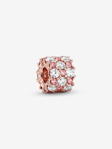 Pandora Timeless 14k Rose gold-plated charm with clear and fancy fairy tale pink cubic zirconia