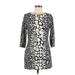 J. McLaughlin Casual Dress - Mini High Neck 3/4 sleeves: Ivory Dresses - Women's Size Medium
