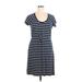 Columbia Casual Dress - A-Line Scoop Neck Short sleeves: Blue Stripes Dresses - Women's Size X-Large