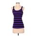 Athleta Active T-Shirt: Purple Stripes Activewear - Women's Size X-Small