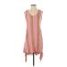 Drew Casual Dress - A-Line Scoop Neck Sleeveless: Pink Stripes Dresses - Women's Size Small