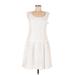 Adrianna Papell Cocktail Dress - A-Line Scoop Neck Sleeveless: White Solid Dresses - New - Women's Size 8
