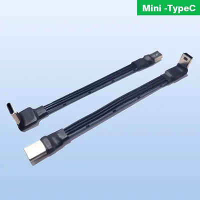 Mini-auf-Typ-C-Silikonkabel, weiches USB-Kabel, 10 cm, 90 Grad, 4 Winkel, Mini-USB-Buchse auf USB-C-Stecker, Kabeladapter, 5 cm, 50 cm, 100 cm Image