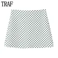 TRAF Polka Dot Mini Skirt Women Office High Waist Skirts for Women Summer Beach Short Skirts Woman