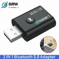 Grwibeou 2 IN 1 USB Bluetooth 5.0 Adattatore Trasmettitore Jack AUX da 3,5 mm per PC Computer TV Altoparlante portatile Auricolare Ricevitore Bluetooth