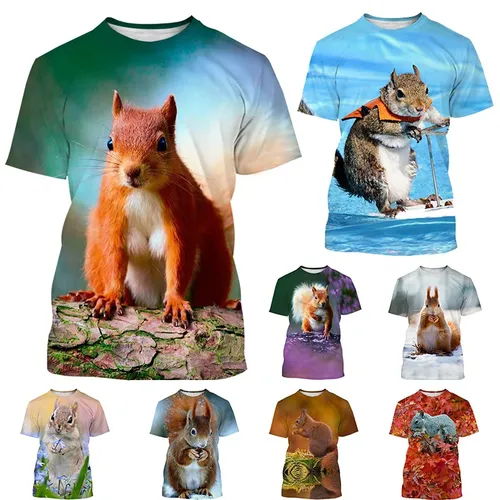 2023 neuer Trend Tier Eichhörnchen 3D-Druck T-Shirt lässig Männer/Frauen niedlichen Eichhörnchen