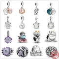2021 New 925 Sterling Silver Purple Daisy Frog Cat Dog Car Charm beads fit Pandora charms silver 925
