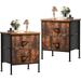 Mercer41 Nightstand, Small Dresser for Bedroom, End Table w/ 2 Fabric Drawer Bedside Closet Wood/Upholstered/Metal in Black | Wayfair