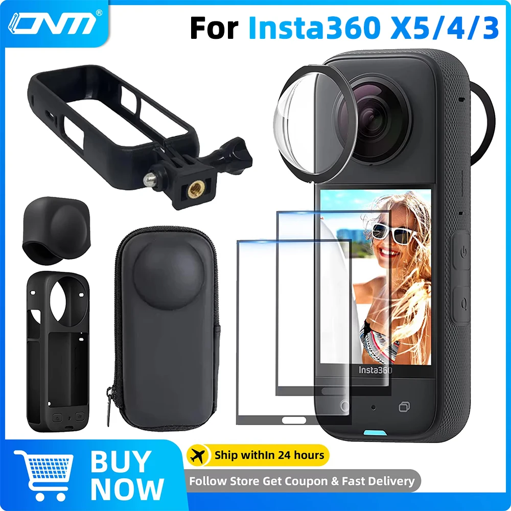 Zubehör-Set für Insta360 X3 X4 X5 Objektivschutz Displayschutzfolie Aufbewahrungstasche Silikonhülle Objektivkappe Schutzrahmen Insta 360 Image