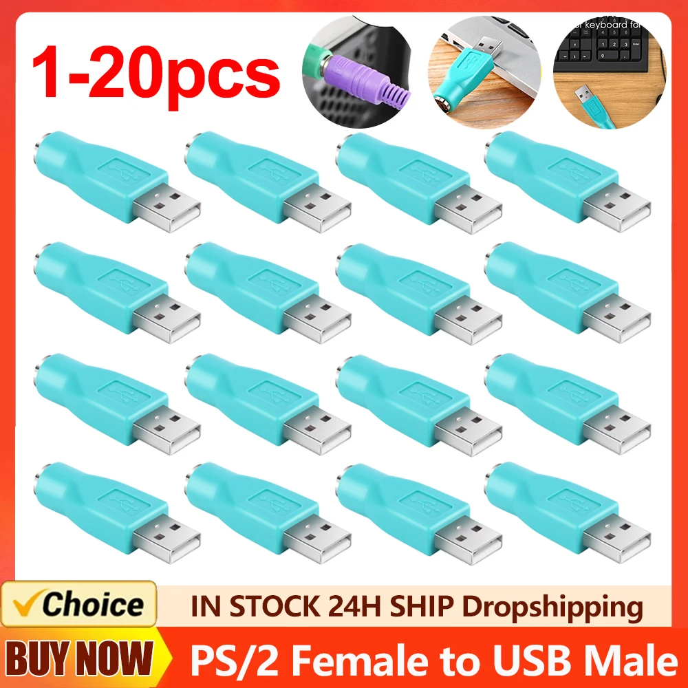 1-20 stücke ps2 ps/2 weiblich zu usb männlich adapter konverter adapter anschluss für pc laptop tastatur maus laptop zubehör Image