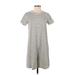 Madewell Casual Dress - Mini Crew Neck Short sleeves: Gray Stripes Dresses - Women's Size Small