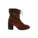 Born Handcrafted Footwear Ankle Boots: Combat Chunky Heel Casual Brown Solid Shoes - Women's Size 8 1/2 - Round Toe