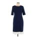 Vince Camuto Casual Dress - Sheath Crew Neck Short sleeves: Blue Solid Dresses - Women's Size 8