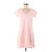 Gap Outlet Casual Dress - Shift V-Neck Short sleeves: Pink Solid Dresses - Women's Size Medium