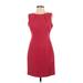 T Tahari Casual Dress - Shift: Burgundy Solid Dresses - Women's Size 4 Petite