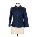 Ann Taylor LOFT Jacket: Short Blue Print Jackets & Outerwear - Women's Size 8