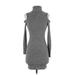 Silence and Noise Casual Dress - Mini Cold Shoulder Long sleeves: Gray Print Dresses - Women's Size Small