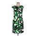 Chetta B Casual Dress - Sheath: Green Print Dresses - Women's Size 8