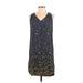 Old Navy Casual Dress - Mini V-Neck Sleeveless: Gray Floral Dresses - Women's Size Small