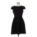 Elle Casual Dress - Fit & Flare Crew Neck Short sleeves: Black Solid Dresses - Women's Size 8